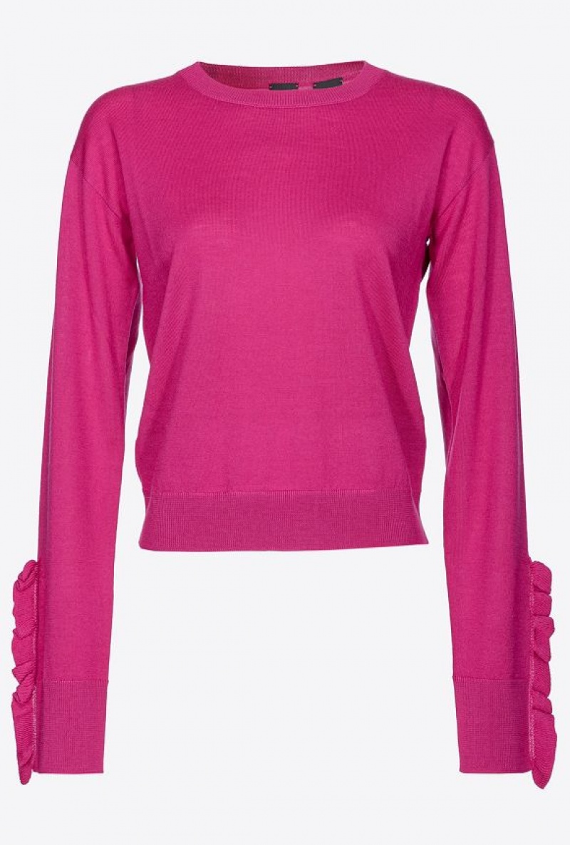 Pinko Wool Pullover With Ruching BOUGAINVILLEA PURPLE | SN-PKO33526