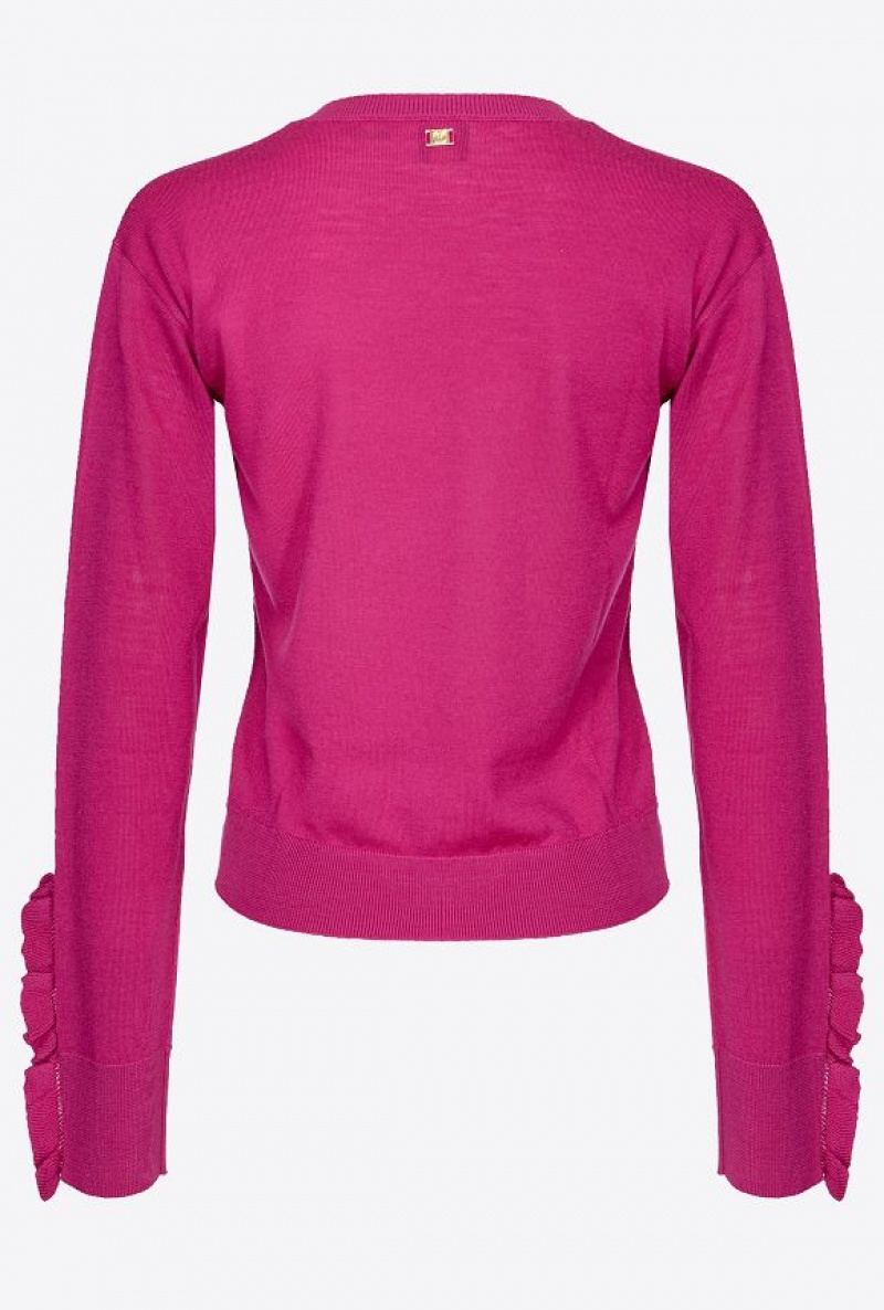 Pinko Wool Pullover With Ruching BOUGAINVILLEA PURPLE | SN-PKO33526