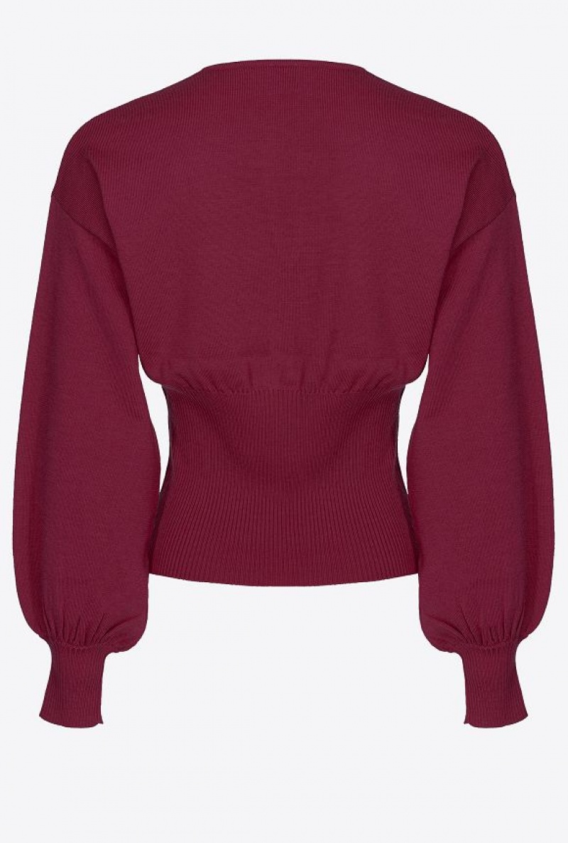 Pinko Wool Sweater With Love Birds Buckle BURGUNDY-PORT ROYALE | SN-PKO33472