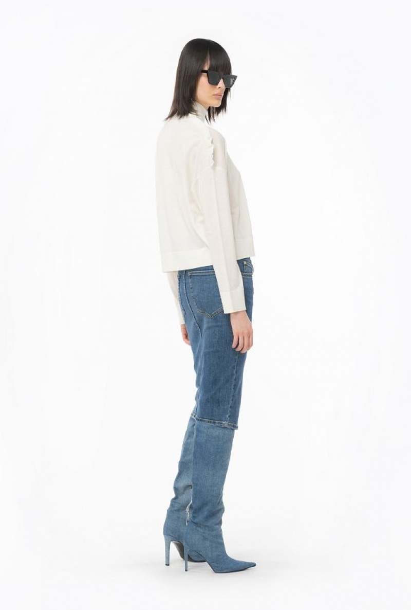 Pinko Wool Turtleneck With Ruching MILK WHITE | SN-PKO33485