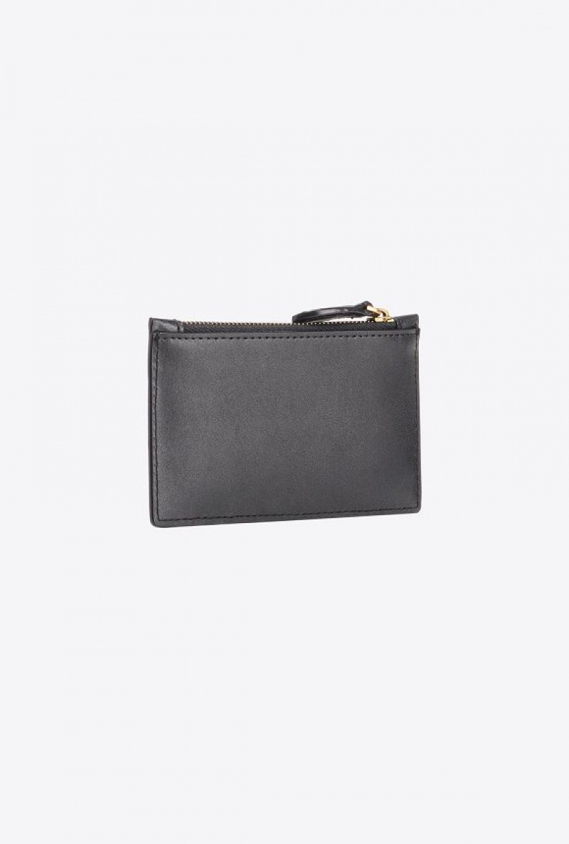 Pinko Zipped Card Holder BLACK-ANTIQUE GOLD | SN-PKO34342