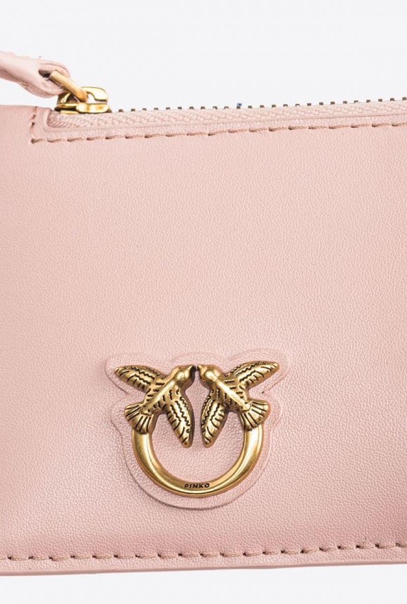 Pinko Zipped Card Holder PINK/DUSTY PINK-ANTIQUE GOLD | SN-PKO34263